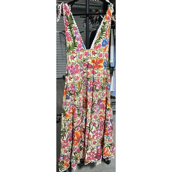 Farm Rio | Off-White Tropical Yard Sleeveless Midi Dress - Picture 5 of 5